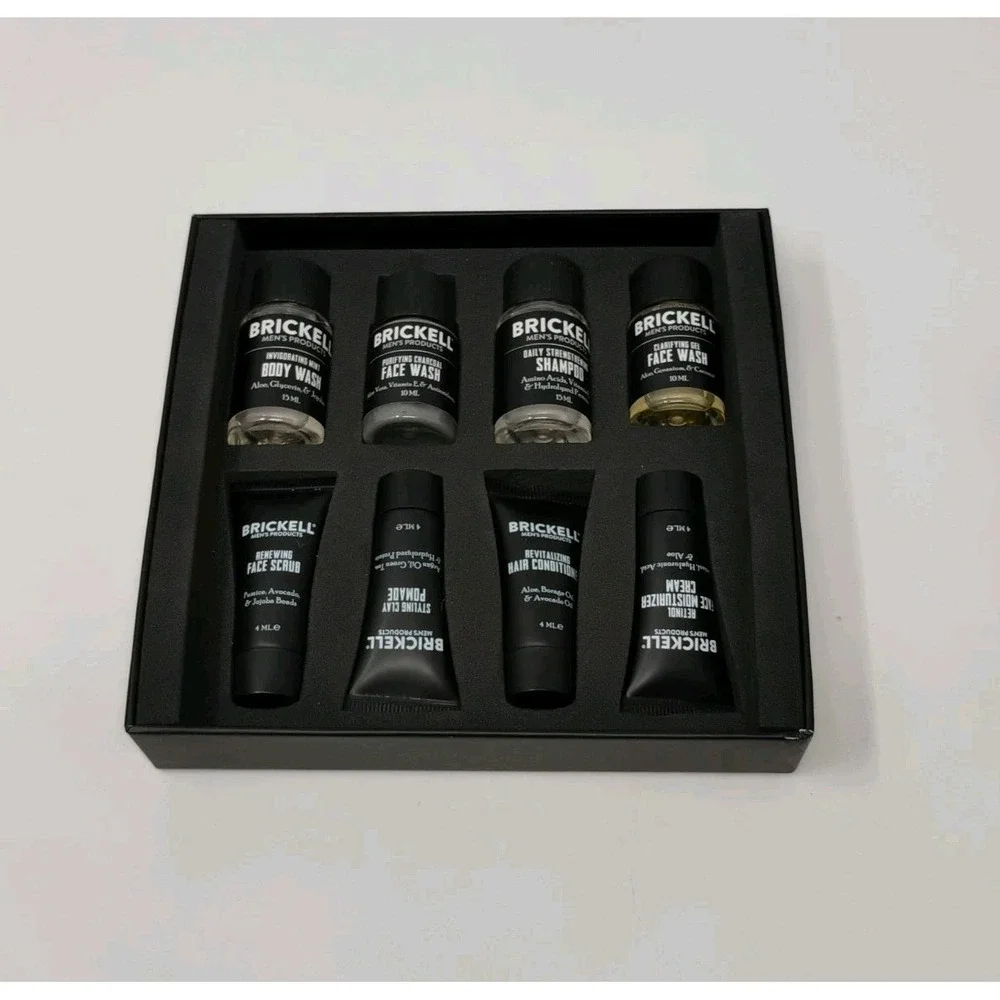 Brickell 16-Pc Sample Kit Men Travel Size Hair Skincare Anti-Aging SEALED Items